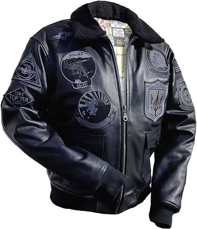 Man's Leather Stealth Pilot Jacket in Black