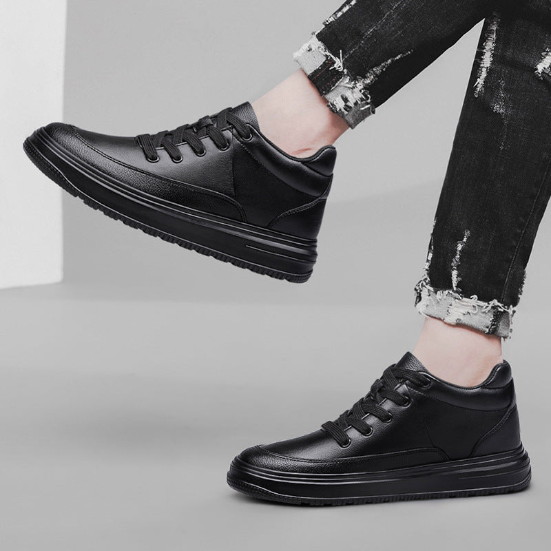 Men's Platform Sneakers High-Top Lace-Up Thick Sole Casual Shoes