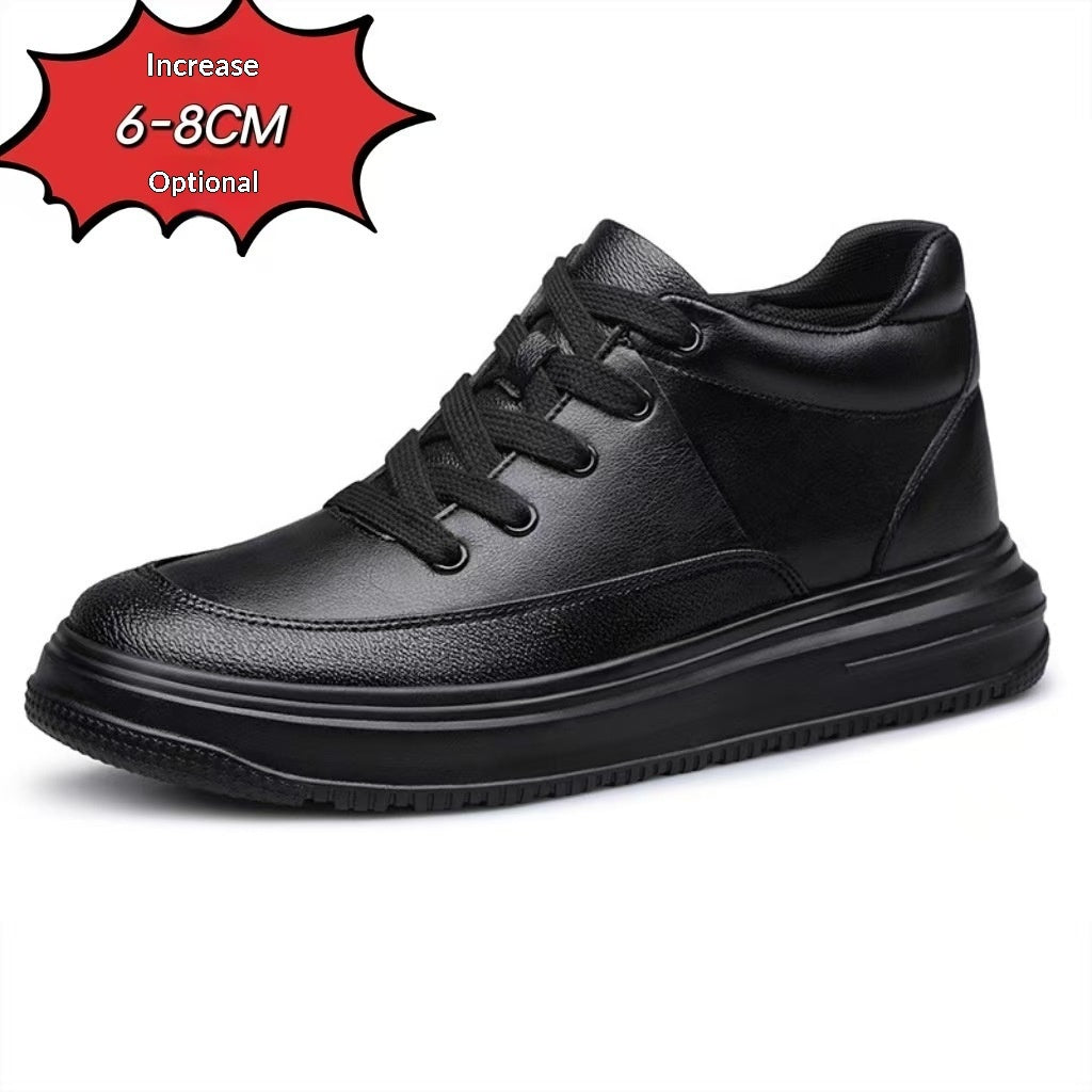 Men's Platform Sneakers High-Top Lace-Up Thick Sole Casual Shoes