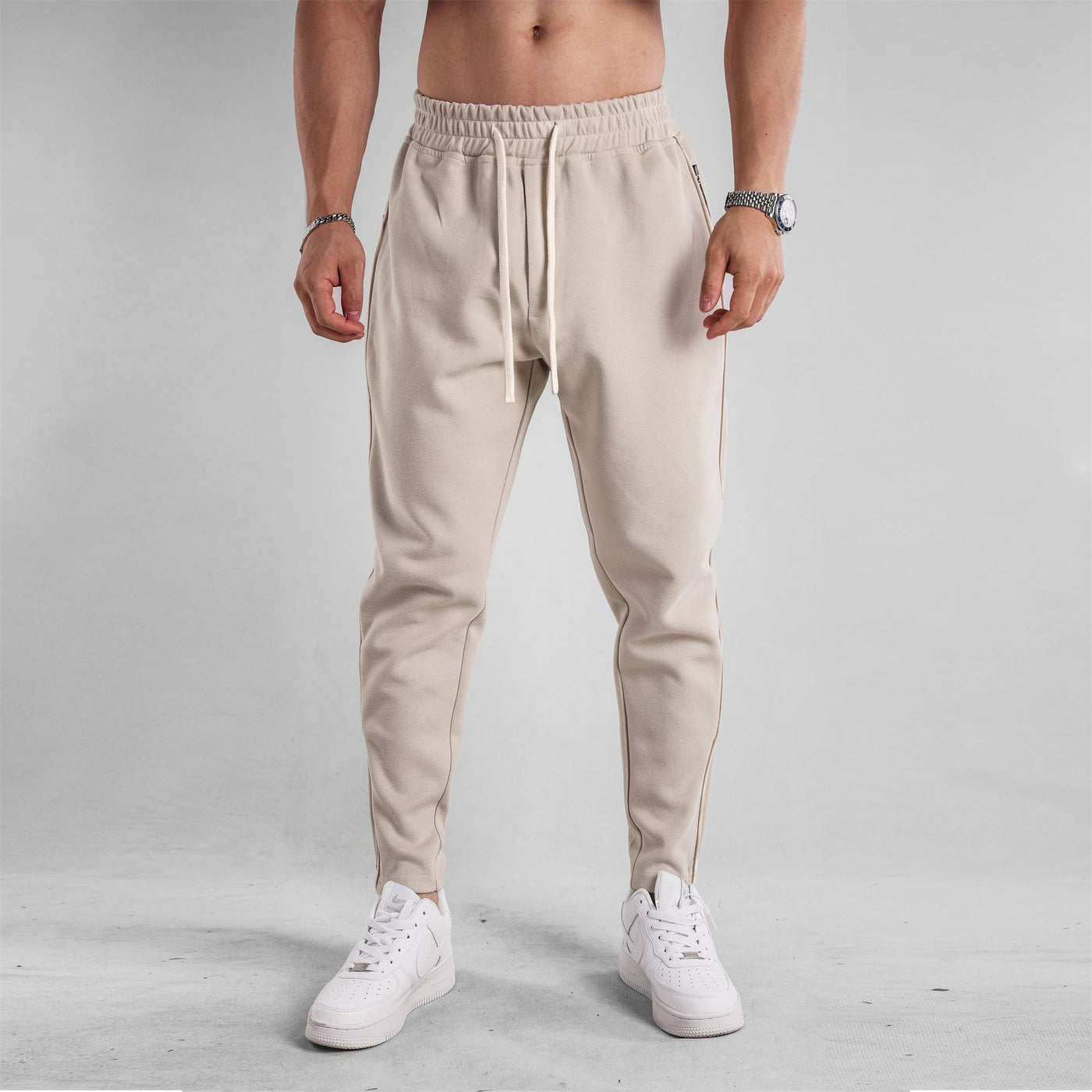 Slim Fit Leg Opening Zipper Ankle Banded Pants