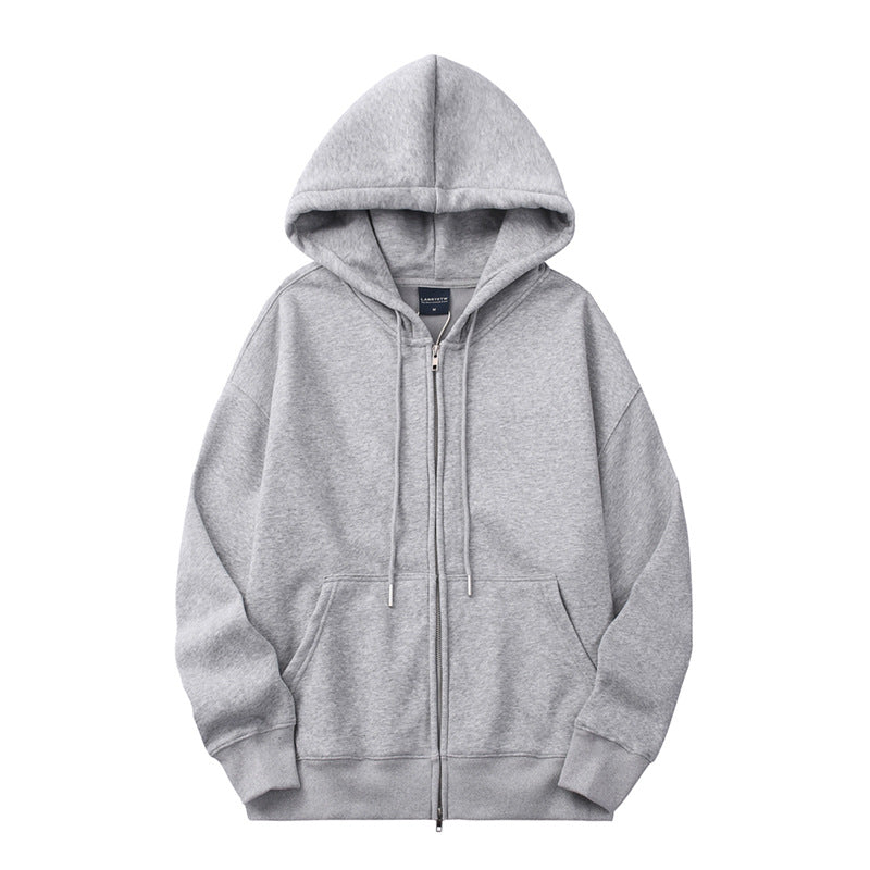 Men's Autumn And Winter Fleece Lined Padded Warm Keeping Zipper Cardigan Casual Sweatshirt