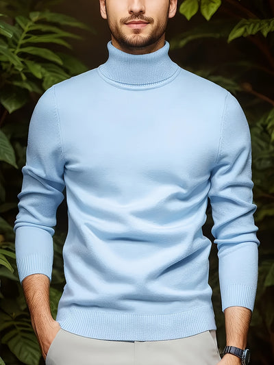 Men's Solid Color Versatile Soft Viscose Turtleneck Sweater