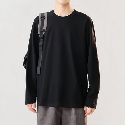 Men's Round Neck Thickened Inner Bottoming Shirt Solid Color Loose-fitting Versatile Top