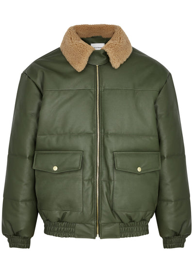 Shearling-trimmed leather jacket