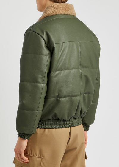 Shearling-trimmed leather jacket