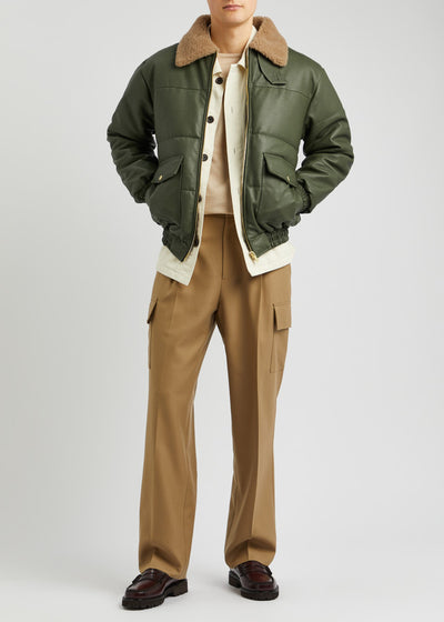 Shearling-trimmed leather jacket