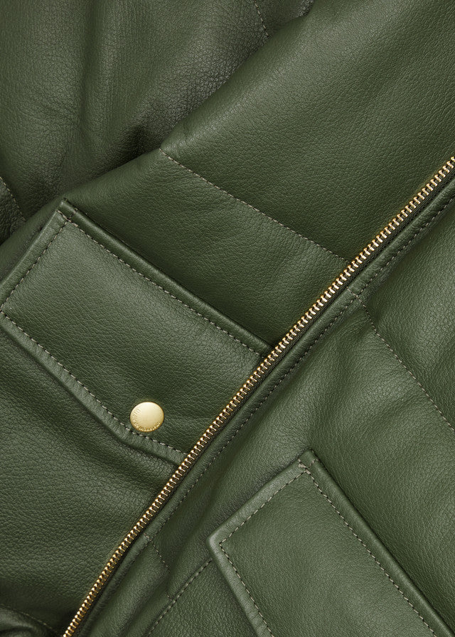 Shearling-trimmed leather jacket