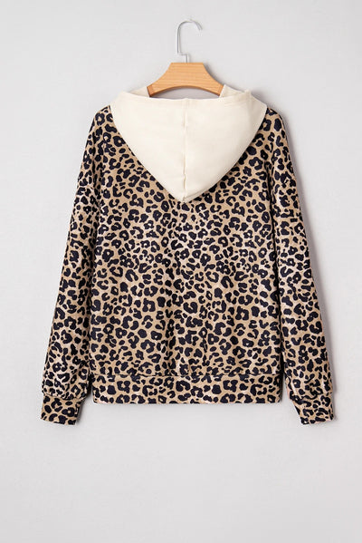 Women's Loose Retro Leopard Print Hooded Sweatshirt
