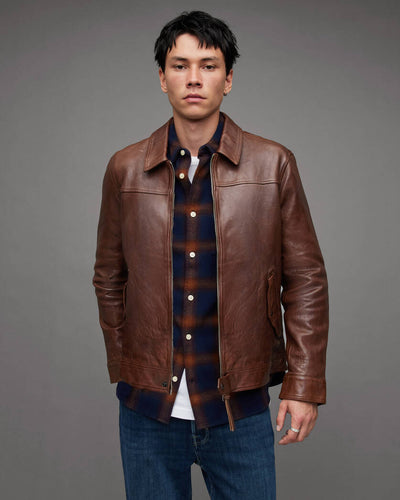 Brim Washed Leather Jacket