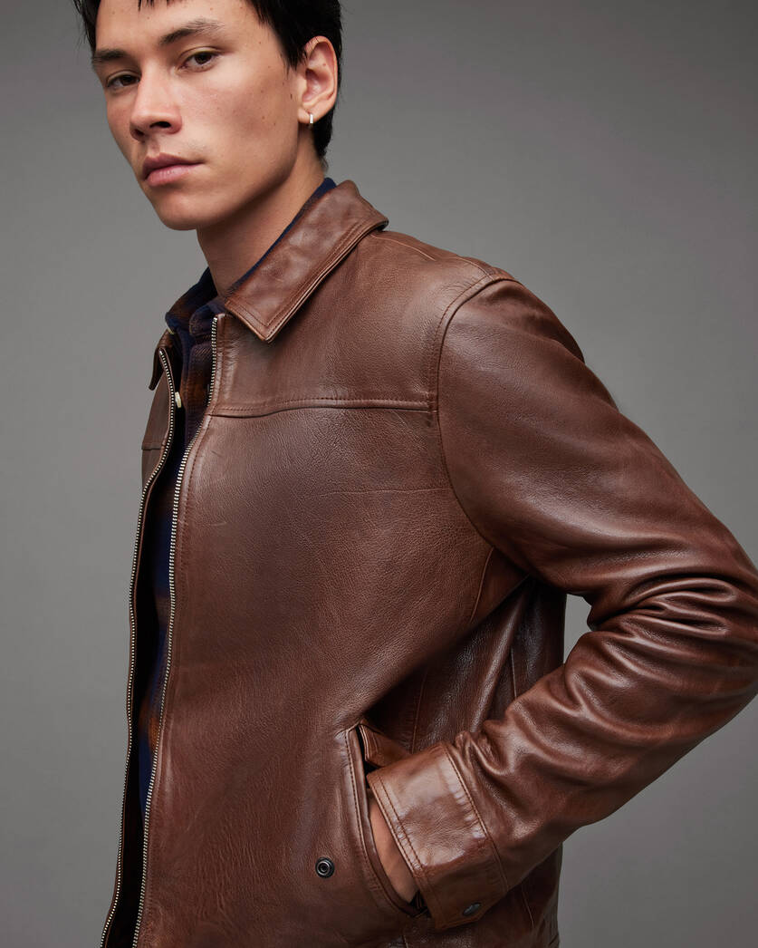 Brim Washed Leather Jacket