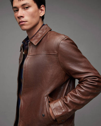 Brim Washed Leather Jacket