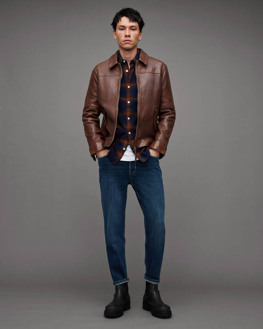 Brim Washed Leather Jacket