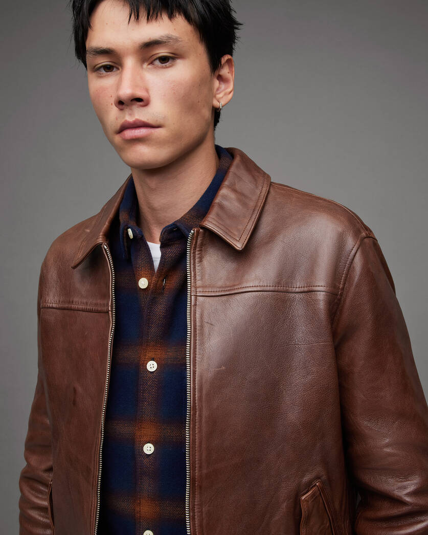 Brim Washed Leather Jacket