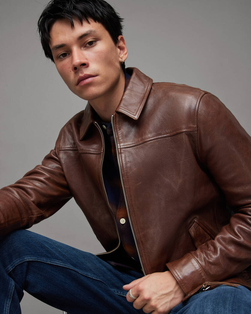Brim Washed Leather Jacket
