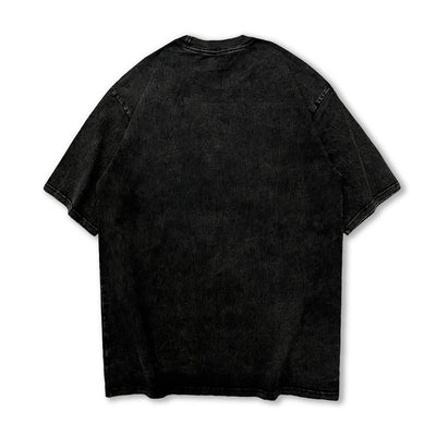 Cartoon Printed Washed And Worn Short-sleeved T-shirt