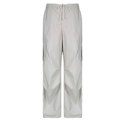 European And American West Coast Solid Color Pocket Stitching Low Waist Woven Casual Pants