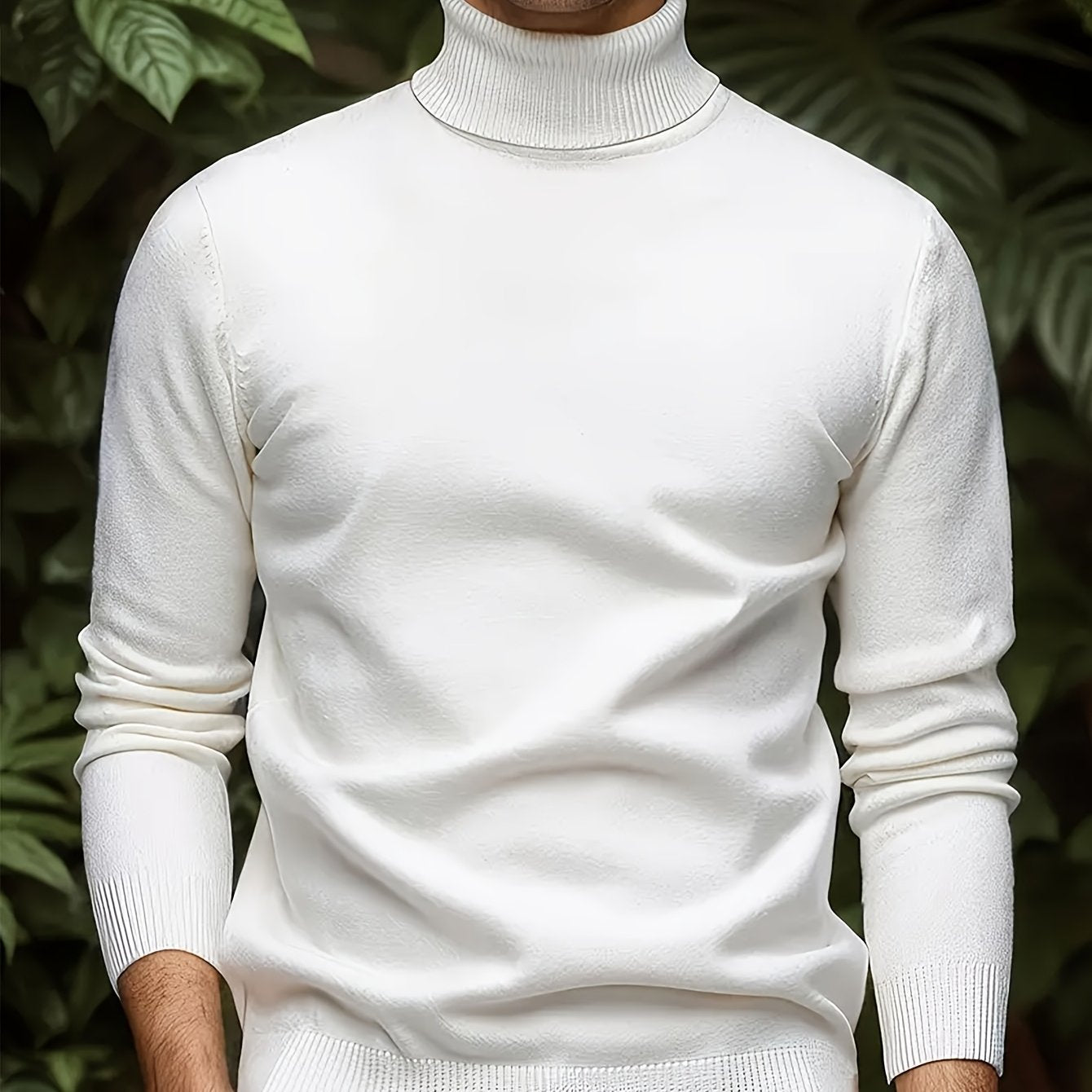 Men's Solid Color Versatile Soft Viscose Turtleneck Sweater