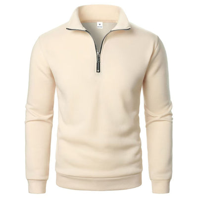 Men's Stand Collar Half Zip Casual Solid Color Long Sleeve