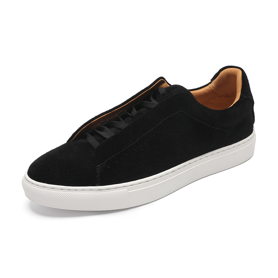 Men's Suede Genuine Leather Versatile Trendy Shoes Black Sports
