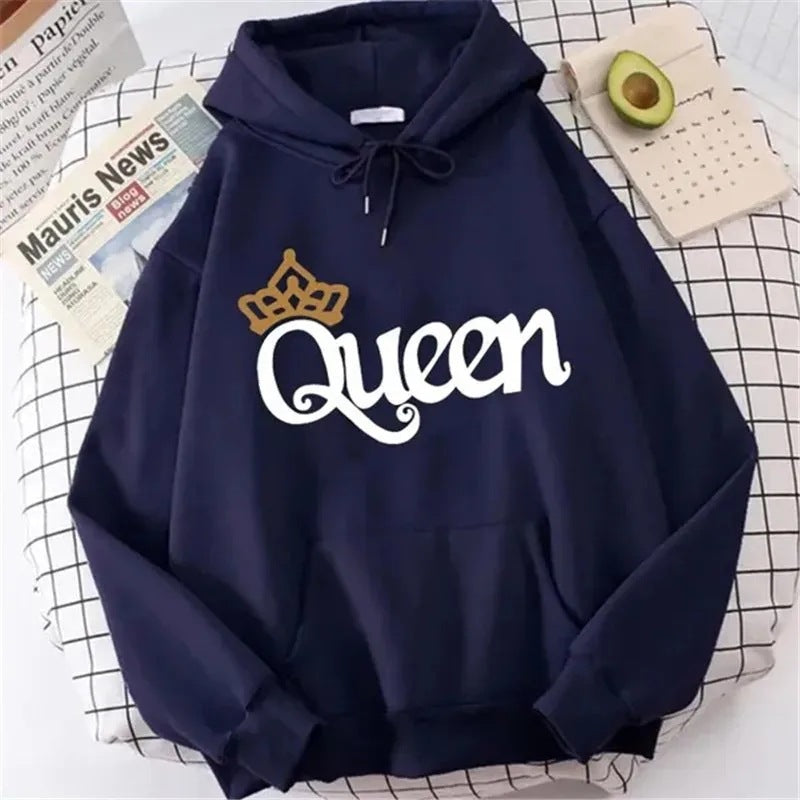 QUEEN Print Hoodies Fleece Hooded Sweatshir