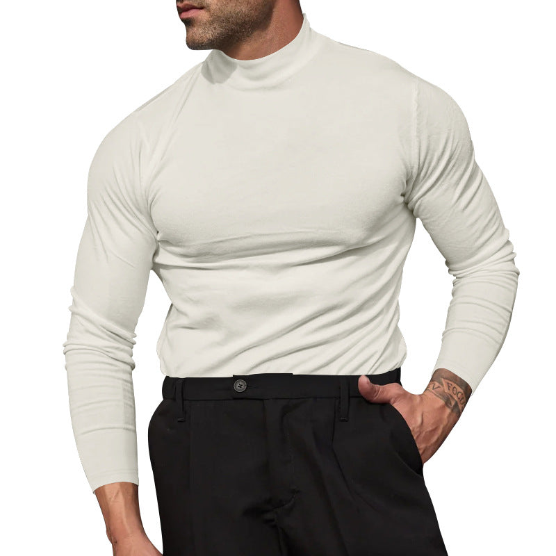 Men's Knitted Cashmere Sweater With Mid-neck For Warmth And Layering