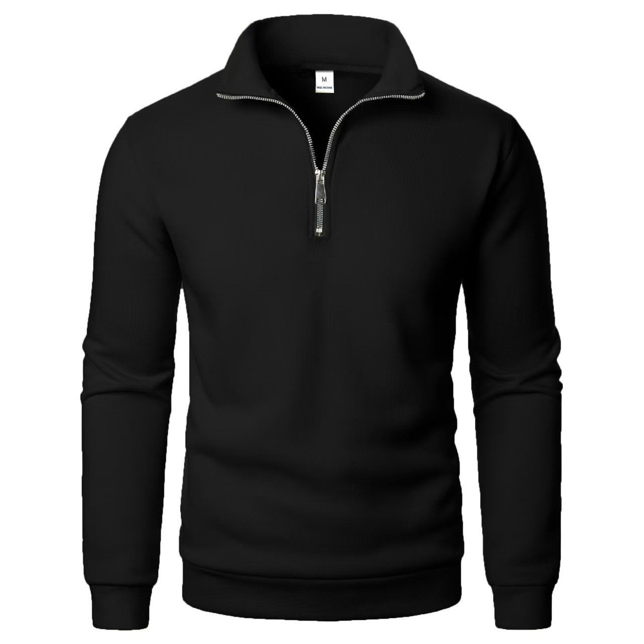 Men's Stand Collar Half Zip Casual Solid Color Long Sleeve