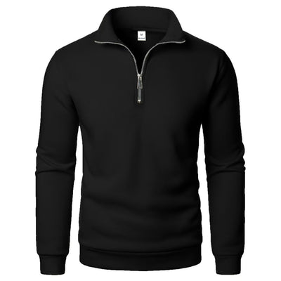 Men's Stand Collar Half Zip Casual Solid Color Long Sleeve