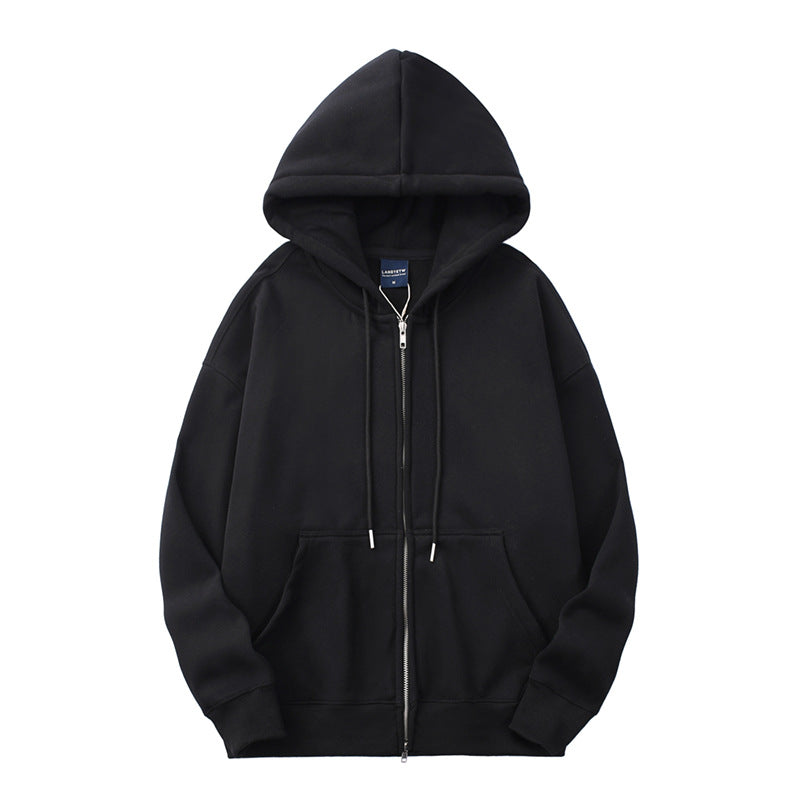 Men's Autumn And Winter Fleece Lined Padded Warm Keeping Zipper Cardigan Casual Sweatshirt