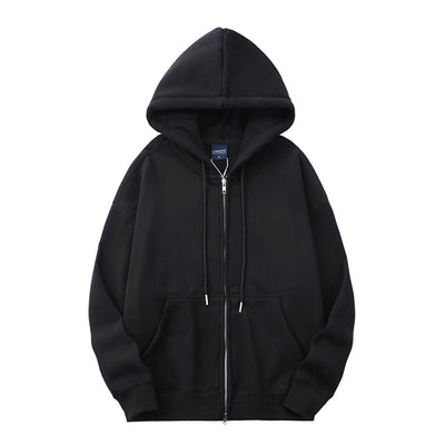 Men's Autumn And Winter Fleece Lined Padded Warm Keeping Zipper Cardigan Casual Sweatshirt