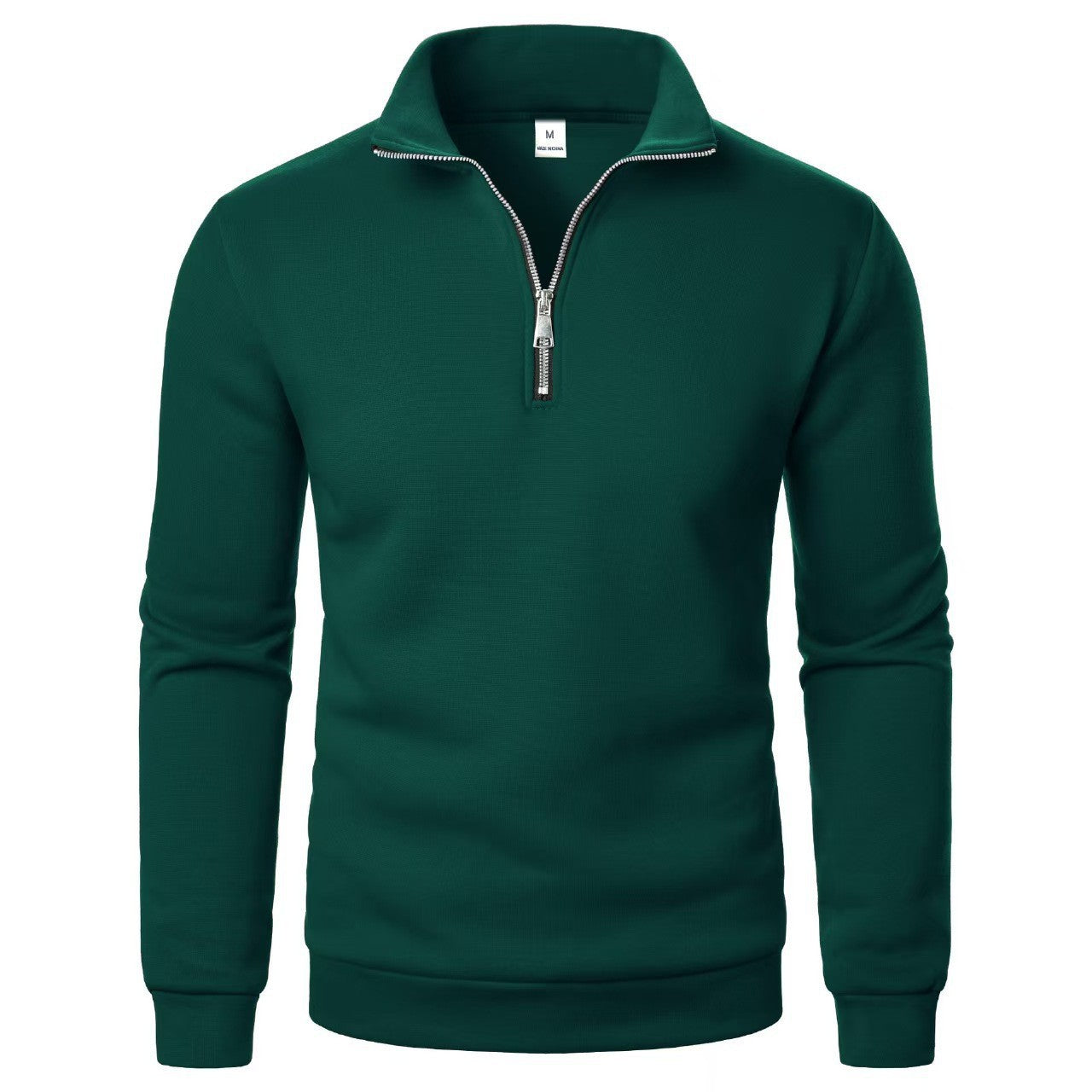 Men's Stand Collar Half Zip Casual Solid Color Long Sleeve
