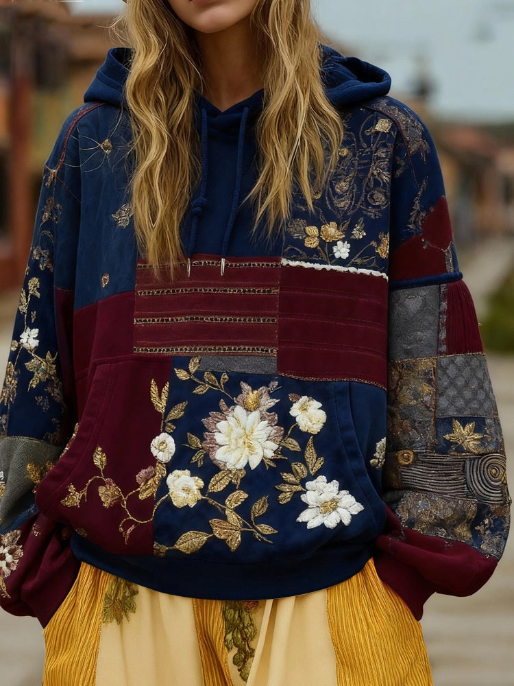 Women's Casual Hooded Long-Sleeve Pullover With Regular Fit And Digital Print