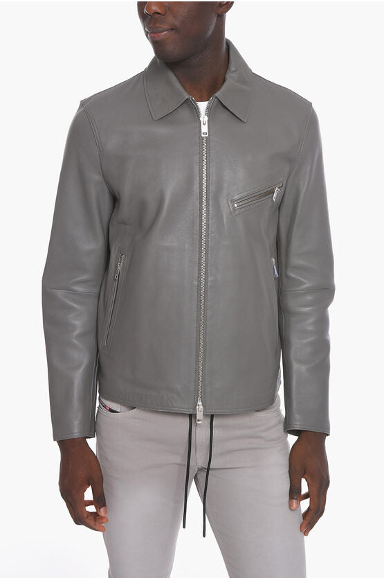 LAMBSKIN L-KORN JACKET WITH ZIP DETAIL