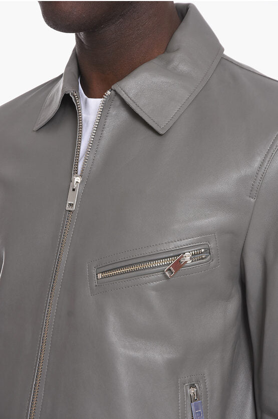 LAMBSKIN L-KORN JACKET WITH ZIP DETAIL